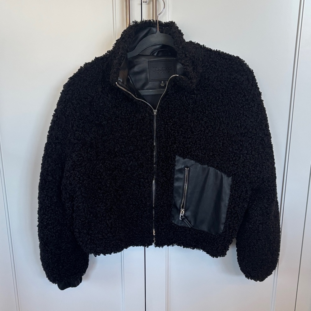 Blank NYC Black Teddy Jacket with Zipper Pocket - broken zipper